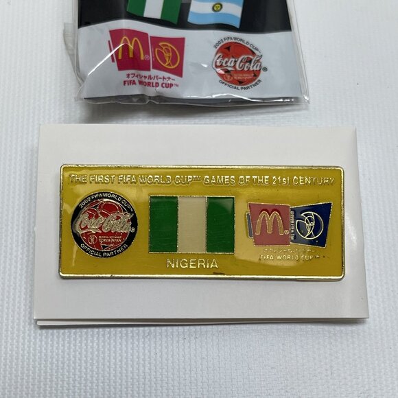 FIFA WORLD CUP 2002 Nigeria National Flag Pin McDonalds Coca Cola 1x2.5” - Picture 2 of 6